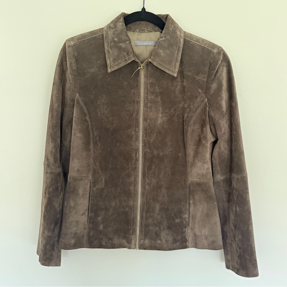 Liz Claiborne Dark Brown Suede Leather Jacket